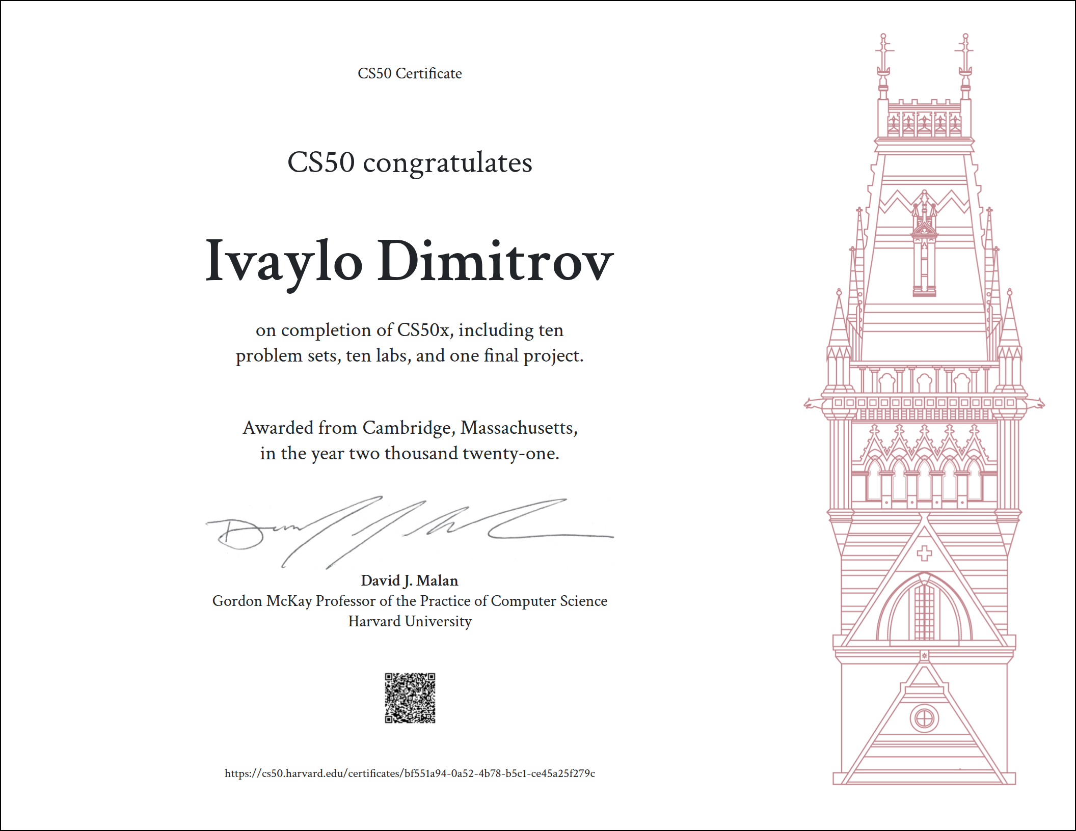 Completed Harvard's CS50 Course Certificate