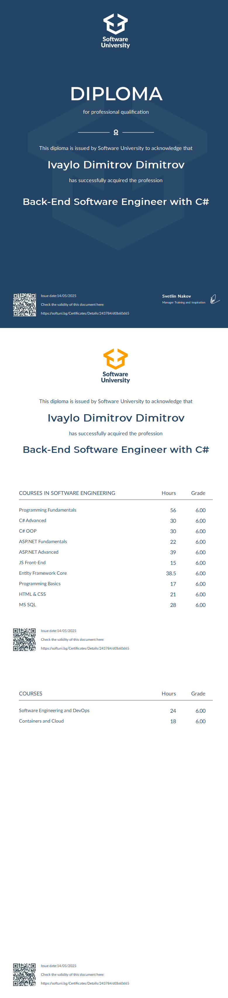 Back-End Software Engineer Certificate